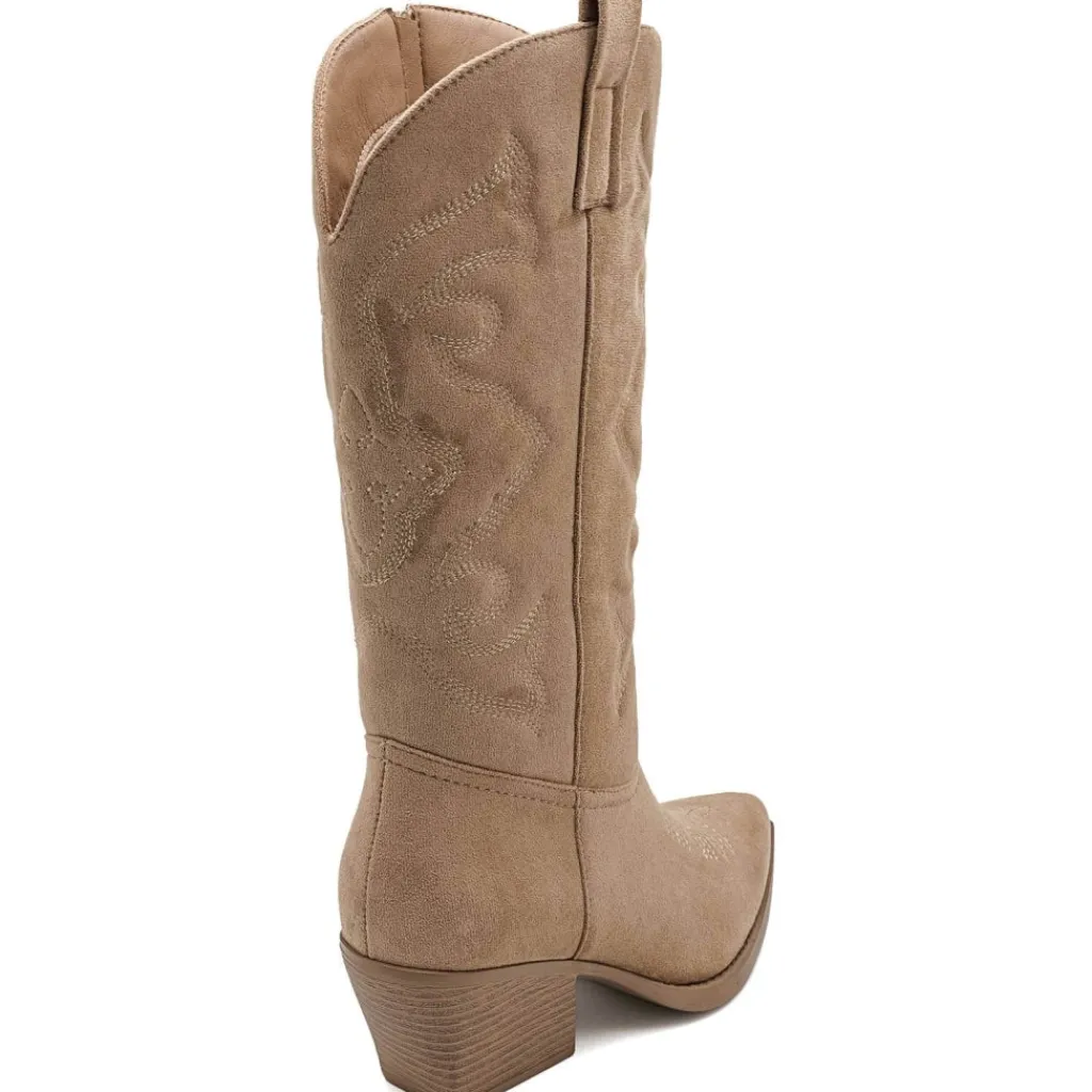 SHOES Talia dame cowboystøvler 5677-1 - Kaki Discount