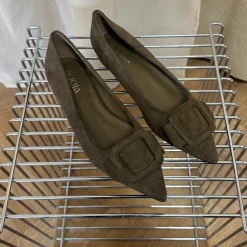 SHOES Vela dame ballerina sko H8-1030E - Green Discount