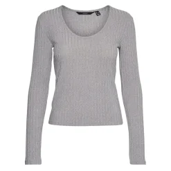 Vero Moda dame bluse VMBRITT - Light Grey Melange Outlet