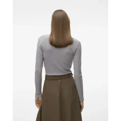 Vero Moda dame bluse VMBRITT - Light Grey Melange Outlet