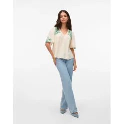 Vero Moda dame bluse VMBRIDGET - Birch BOSPHORUS EMB. Clearance