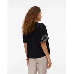 Vero Moda dame bluse VMBRIDGET - Black CLOUD DANCER EMB. Online