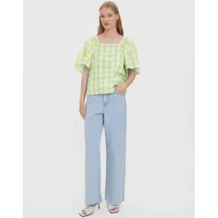 Vero Moda dame bluse VMSODY - Shadow Lime Snow White Clearance