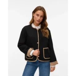 Vero Moda DAME JAKKE VMNANNIE - Black Silver Mink Binding Clearance