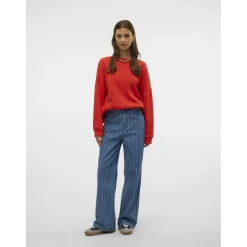 Vero Moda dame jeans VMKATHY - Medium Blue Denim Stripes WHITE Clearance