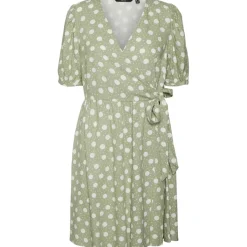 Vero Moda dame kjole VMJESMILO - Desert Sage Snow white dots New