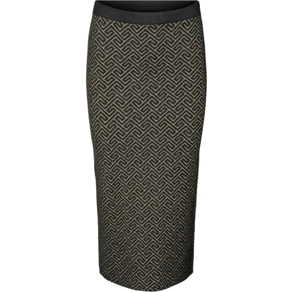 Vero Moda dame nederdel VMARIA - Black W. SILVER MINK GRAFIC PRINT Hot