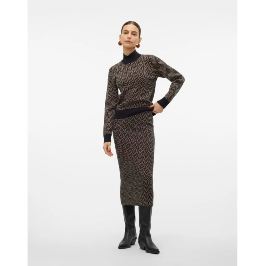 Vero Moda dame nederdel VMARIA - Black W. SILVER MINK GRAFIC PRINT Hot