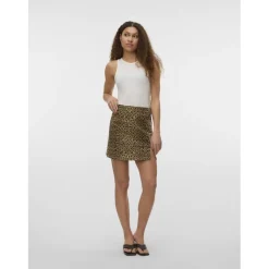 Vero Moda dame nederdel VMNELLY - Silver Mink LEOPARD Outlet