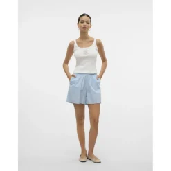 Vero Moda dame shorts VMCHARLOTTE - Airy Blue Stripes Cloud dancer/twill New