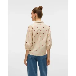 Vero Moda DAME SKJORTE VMFEAT - Birch Heart Emb Karander Red Outlet