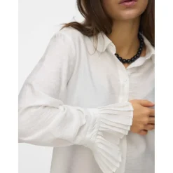 Vero Moda Dame Skjorte VMPlissi - Snow white