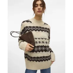 Vero Moda dame strik trøje VMAMPLE - Birch chocolate torte Clearance