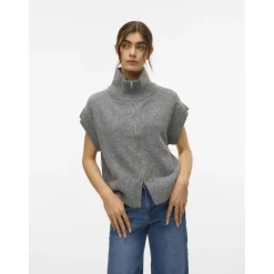 Vero Moda dame strik vest VMBANG - Medium grey melange Online