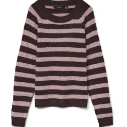 Vero Moda dame strik VMDOFFY - Winetasting Stripes:W. ROSE BROWN Hot