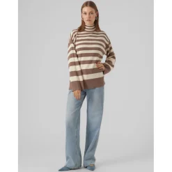Vero Moda dame strik VMHERMOSA - Brown Lentil W BIRCH Discount