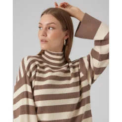 Vero Moda dame strik VMHERMOSA - Brown Lentil W BIRCH Discount