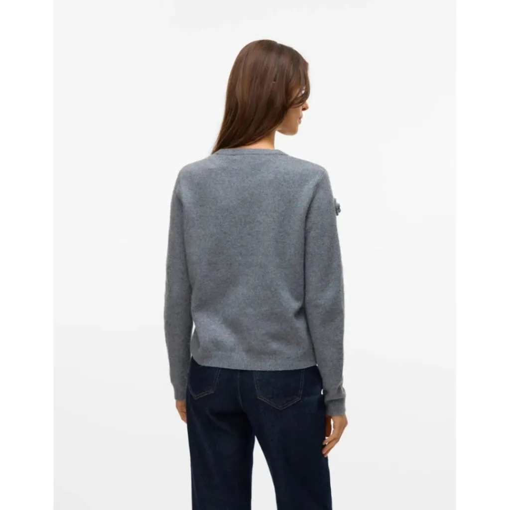 Vero Moda DAME STRIKTRØJE VMROSE - Medium grey melange New