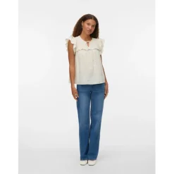 Vero Moda DAME TOP VMELINA - Birch Blue Hearts Clearance