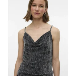 Vero Moda dame top VMRITA - Black Silver lurex Best