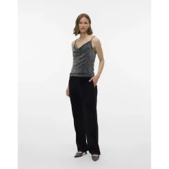 Vero Moda dame top VMRITA - Black Silver lurex Best
