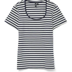 Vero Moda dame t-shirt VMLOTTE - Snow White Stripes NAVY BLAZER Discount