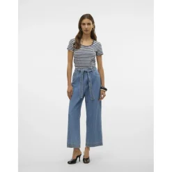 Vero Moda dame t-shirt VMLOTTE - Snow White Stripes NAVY BLAZER Discount