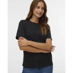 Vero Moda dame t-shirt VMPAULINA - Black Discount