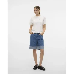 Vero Moda dame t-shirt VMSOLVEI - Snow White Print HEARTS Sale