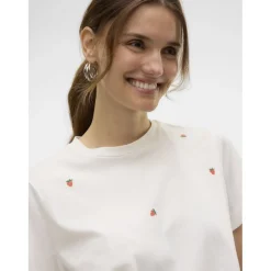 Vero Moda dame t-shirt VMSOLVEI - Snow White Print STRAWBERRYS Discount