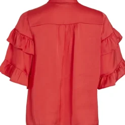 VILA dame bluse VIKAVAS - Poppy Red Outlet