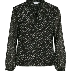 VILA dame bluse VIKIRSTI - Black Beauty Ika Online