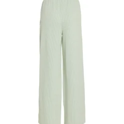 VILA dame bukser VISTRIPLO - Silt Green Stripes BIRCH Hot