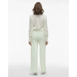 VILA dame bukser VISTRIPLO - Silt Green Stripes BIRCH Hot