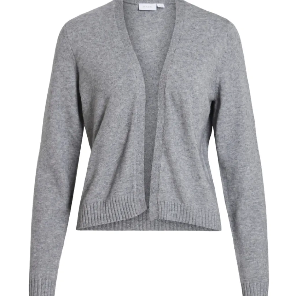 VILA DAME CARDIGAN VIRIL SHORT L/S KNIT CARDIGAN-NOOS - Medium grey melange Clearance