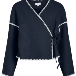 VILA dame cardigan VIRISE - Navy Blazer WHITE CHAIN STITCH