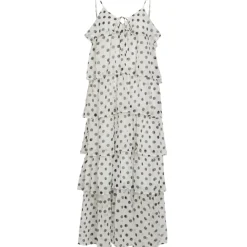 VILA DAME KJOLE VIHARLEY - Cloud Dancer BLACK DOTS Discount