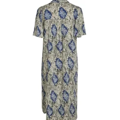 VILA dame kjole VIJONA - Cloud Dancer SNAKE BLUE PRINT