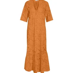 VILA dame kjole VINALINA - Sun Orange Hot