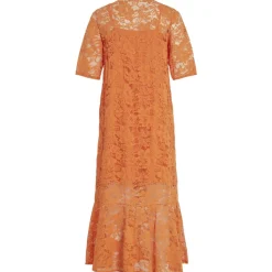 VILA dame kjole VINALINA - Sun Orange Hot