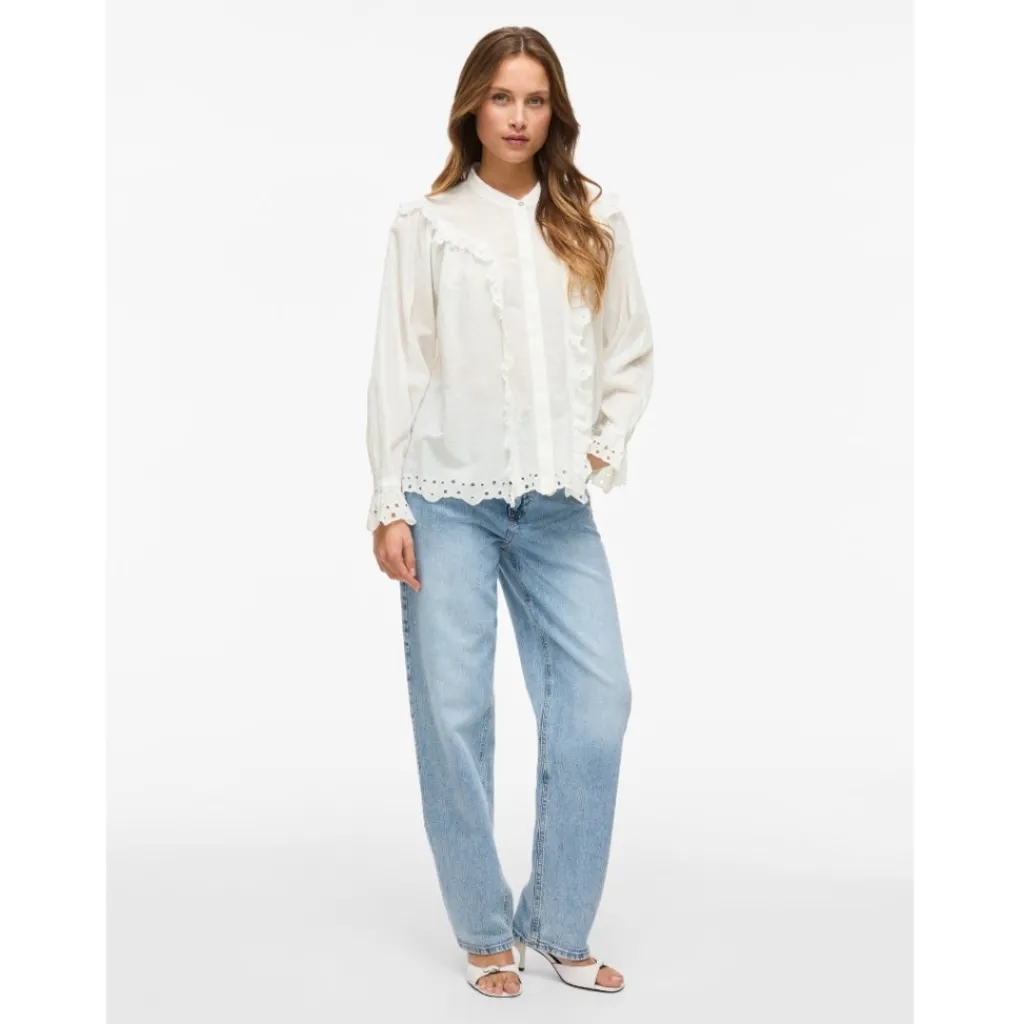 VILA dame skjorte VIANGLASSI - Snow white Sale