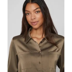VILA dame skjorte VIJETRA - Dusty Olive Clearance