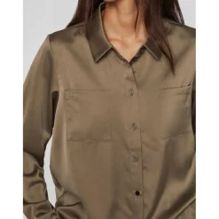 VILA dame skjorte VIJETRA - Dusty Olive Clearance