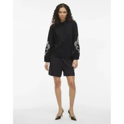 VILA dame skjorte VIVESTA - Black Beauty Detail Snow white New