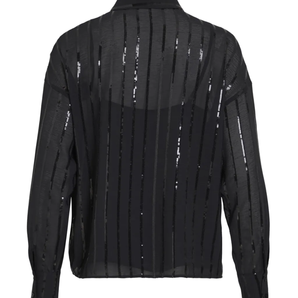 VILA Dame Skjorte VIVilovana - Black Beauty BLACK SEQUINS Outlet