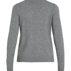 VILA dame strik VIRIL - Medium grey melange Best