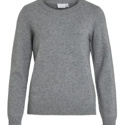 VILA dame strik VIRIL - Medium grey melange Sale