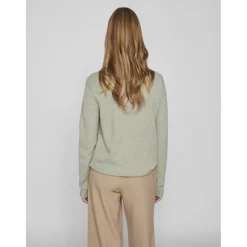 VILA dame strik VIRIL - Oil Green MELANGE Clearance