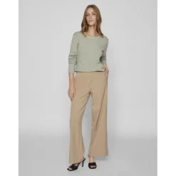 VILA dame strik VIRIL - Oil Green MELANGE Clearance