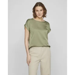 VILA dame top VIELLETTE - Oil Green Outlet